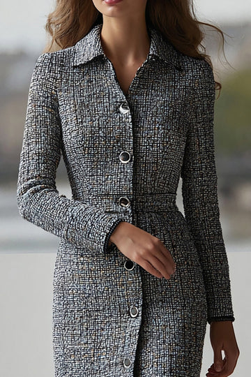 Robe de travail à simple boutonnage gaine grise